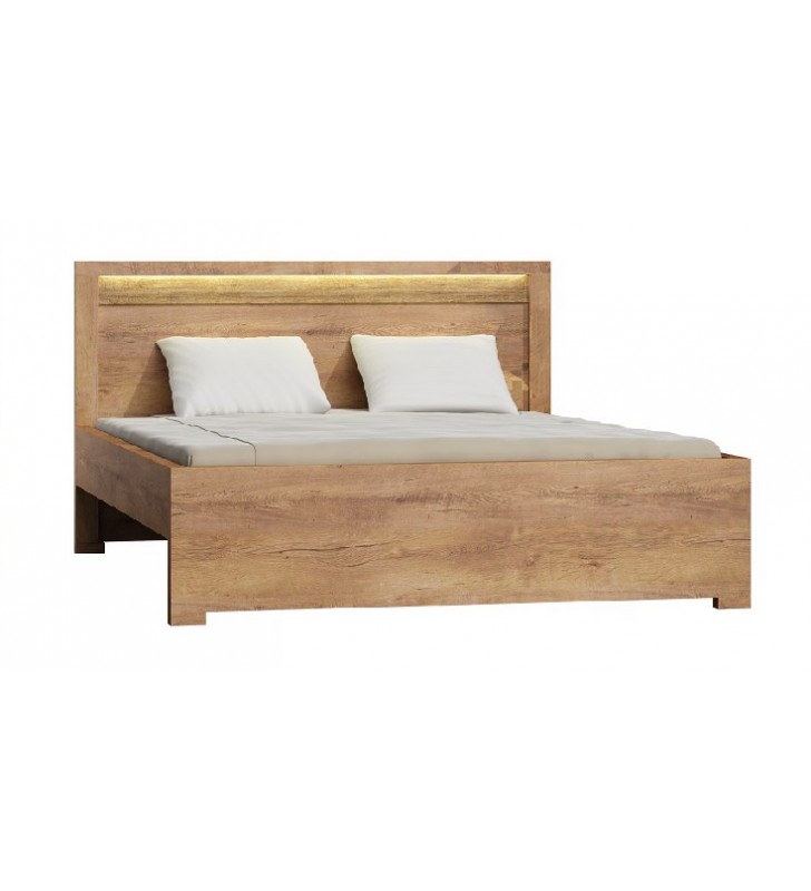 Łóżko (160x200 cm) z ryflowanymi elementami drewna sosnowego Indianapolis I-19