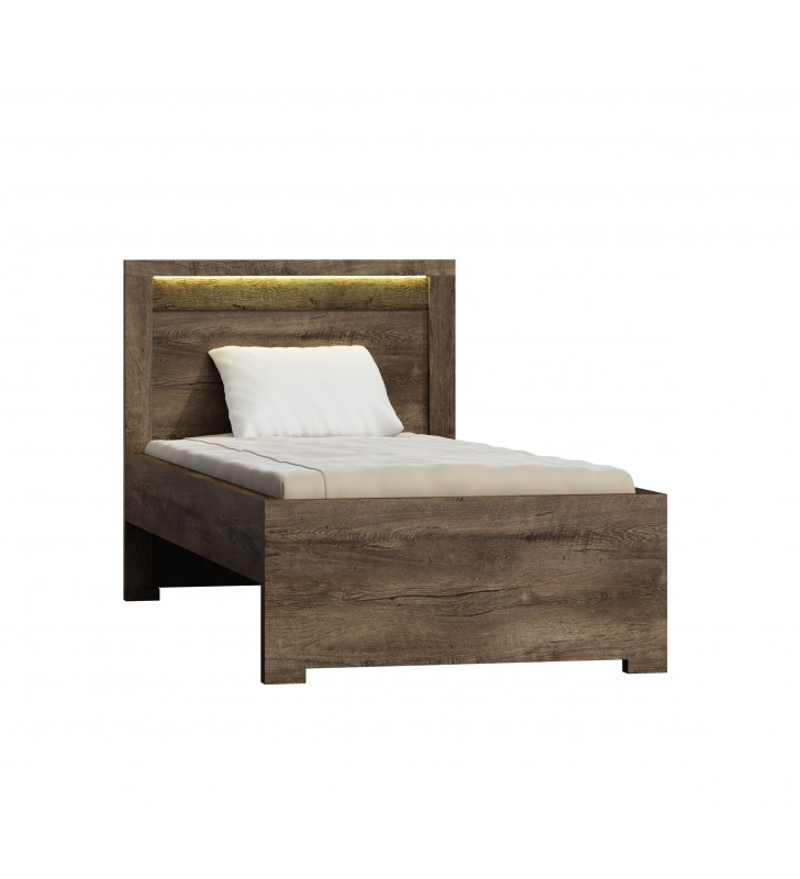 Łóżko (90x200 cm) z ryflowanymi elementami drewna sosnowego Indianapolis I-20