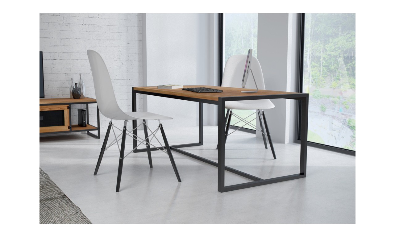 Stół/biurko w stylu industrialnym z drewna i stali DSMASt2