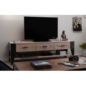 Stolik TV w stylu industrialnym - drewno i stal, DSMSt16
