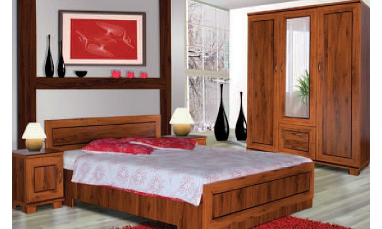 Brązowe łóżko (160x200 cm) w stylu klasycznym Tytan