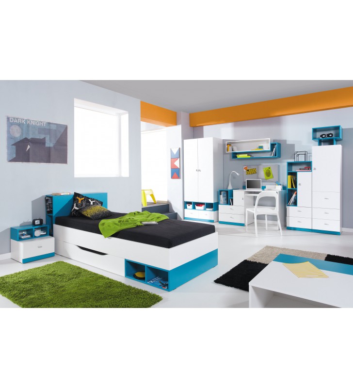 Łóżko piętrowe (90x200 cm) z biurkiem i szafą do pokoju dziecięcego MOBI 20
