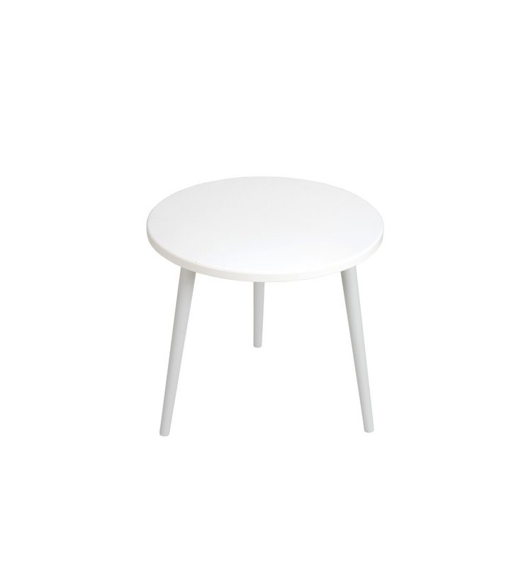 Biały stolik ze sklejki, o średnicy 60 cm wys. 54 cm Crystal White