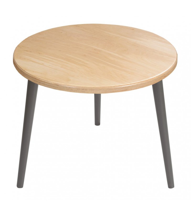Jasnobrązowy stolik ze sklejki, o średnicy 60 cm wys. 54 cm Freakexpo