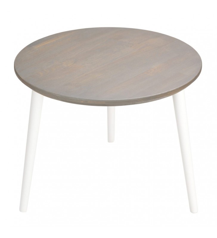 Dębowy stolik o średnicy 60 cm wys. 54 cm Scandi Gray