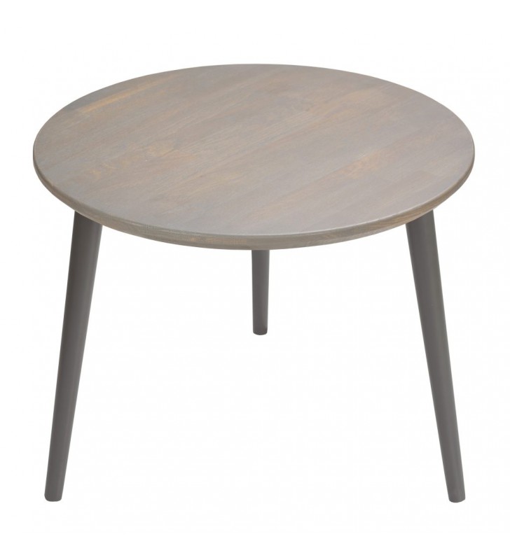 Dębowy stolik o średnicy 60 cm wys. 54 cm Scandi Gray