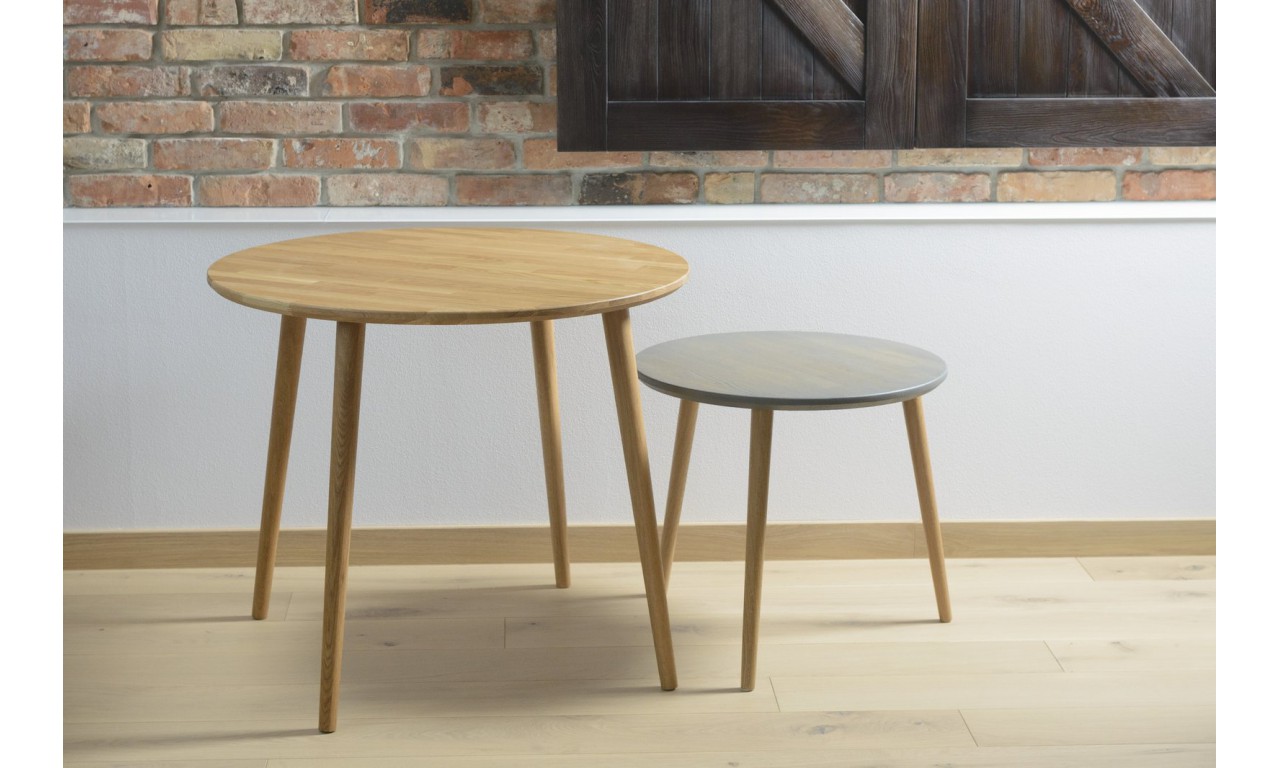Dębowy stół o średnicy 70 cm wys. 67-75 cm Modern Oak