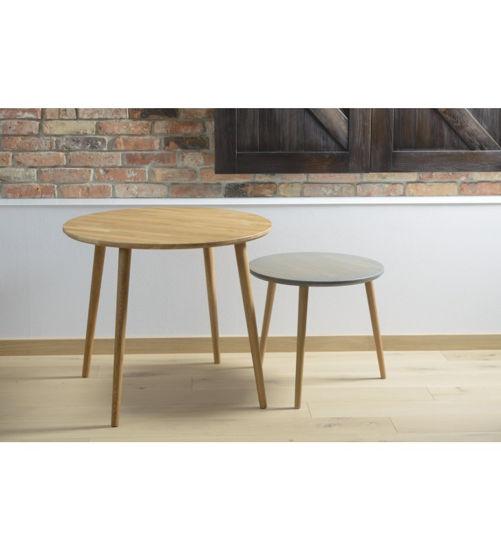 Dębowy stół o średnicy 70 cm wys. 67-75 cm Modern Oak