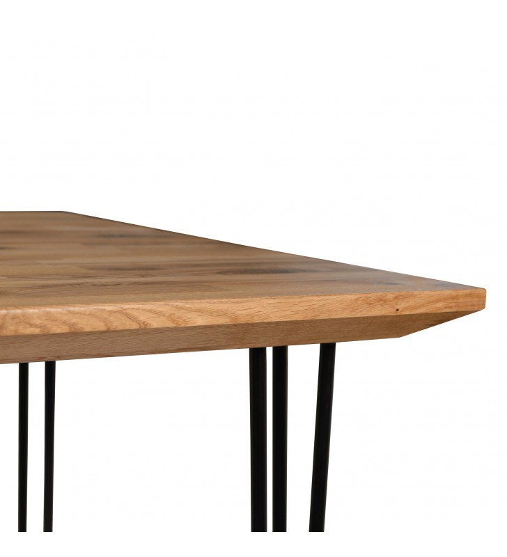 Stół dębowy (rustyklany) ze stalowymi nóżkami, 70x70 cm, wys. 75 cm Iron Oak