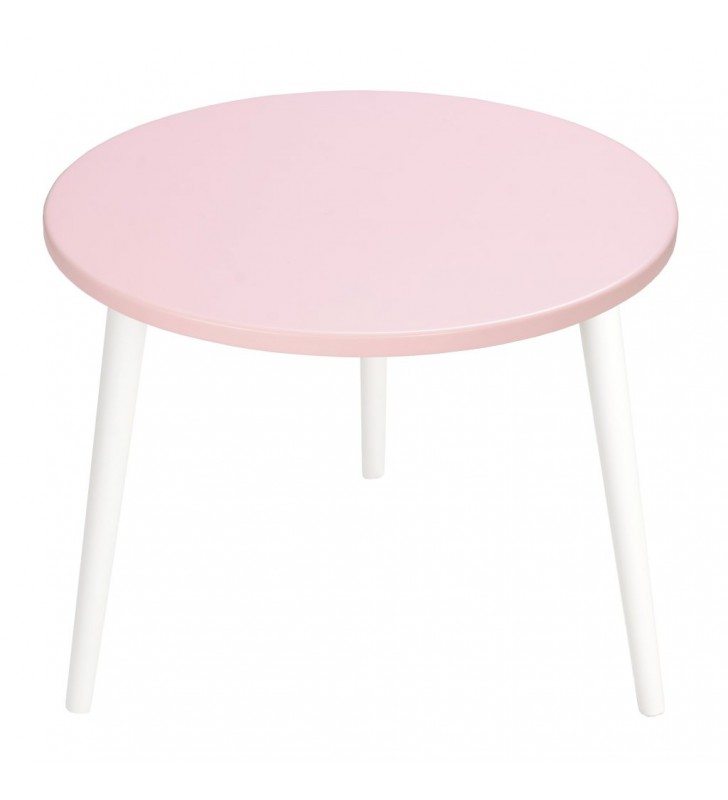 Różowy stolik ze sklejki, o średnicy 60 cm wys. 54 cm Aurora