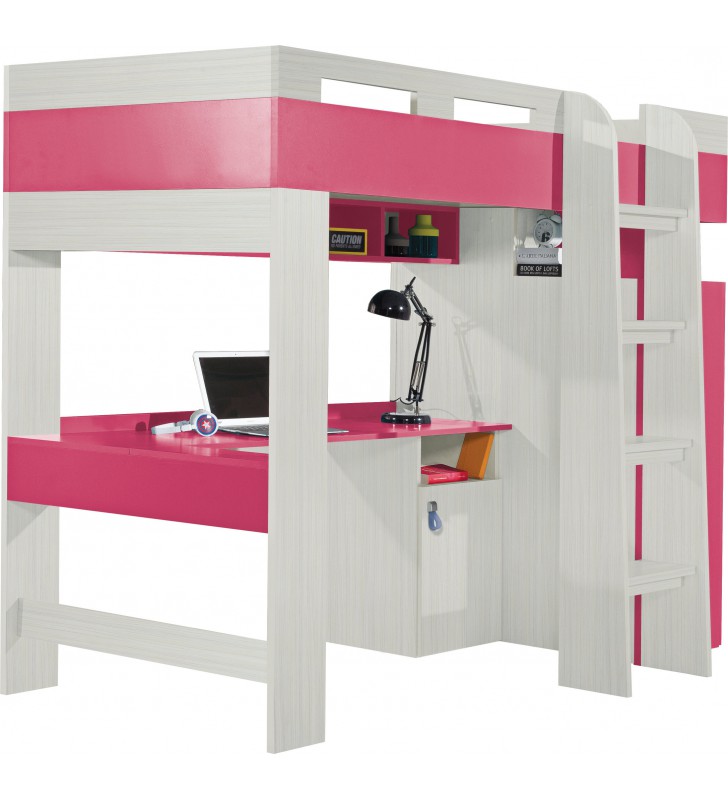 Łóżko piętrowe (90x200 cm) z biurkiem i szafą do pokoju dziecięcego KOMI 20
