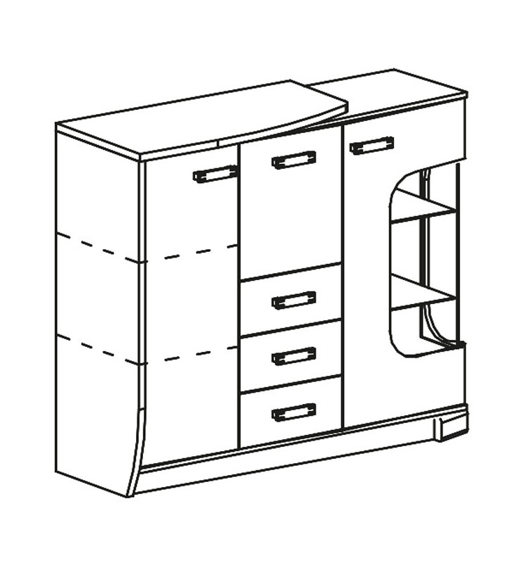 Komoda w stylu nowoczesnym z częścią przeszkloną (lewa) ROMERO R7L