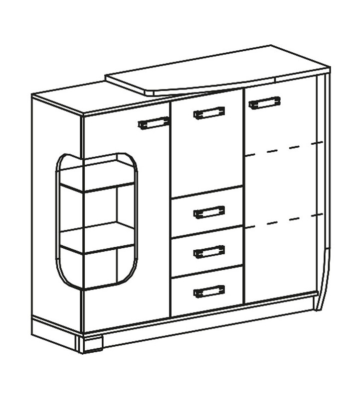 Komoda w stylu nowoczesnym z częścią przeszkloną (prawa) ROMERO R7P