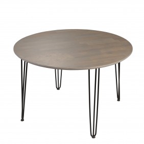 Okrągły stół dębowy ze stalowymi nóżkami, średnica 110 cm, wys. 73,5 cm Iron Oak