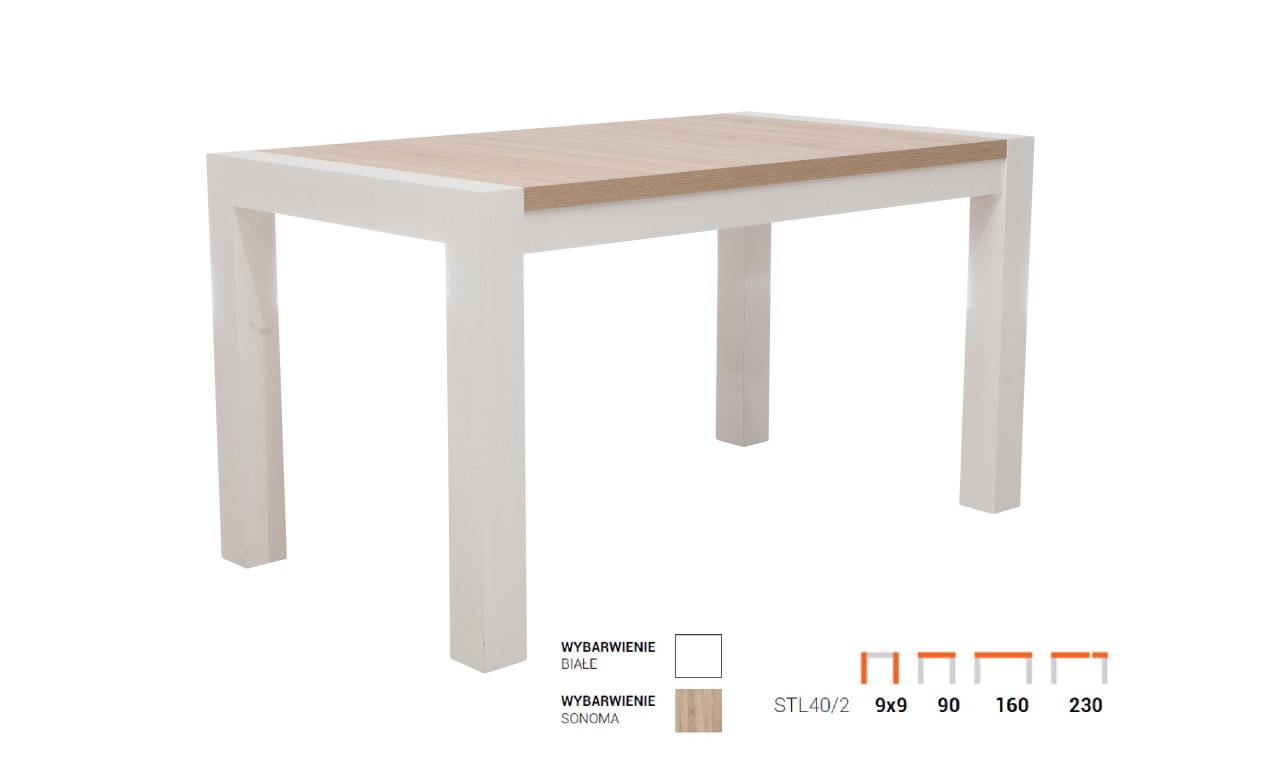Stół bukowy (90x160), rozkładany, dowolna kolorystyka, ST40/2