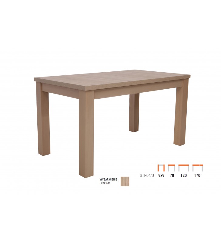 Stół bukowy (70x120), rozkładany, dowolna kolorystyka, ST64/0