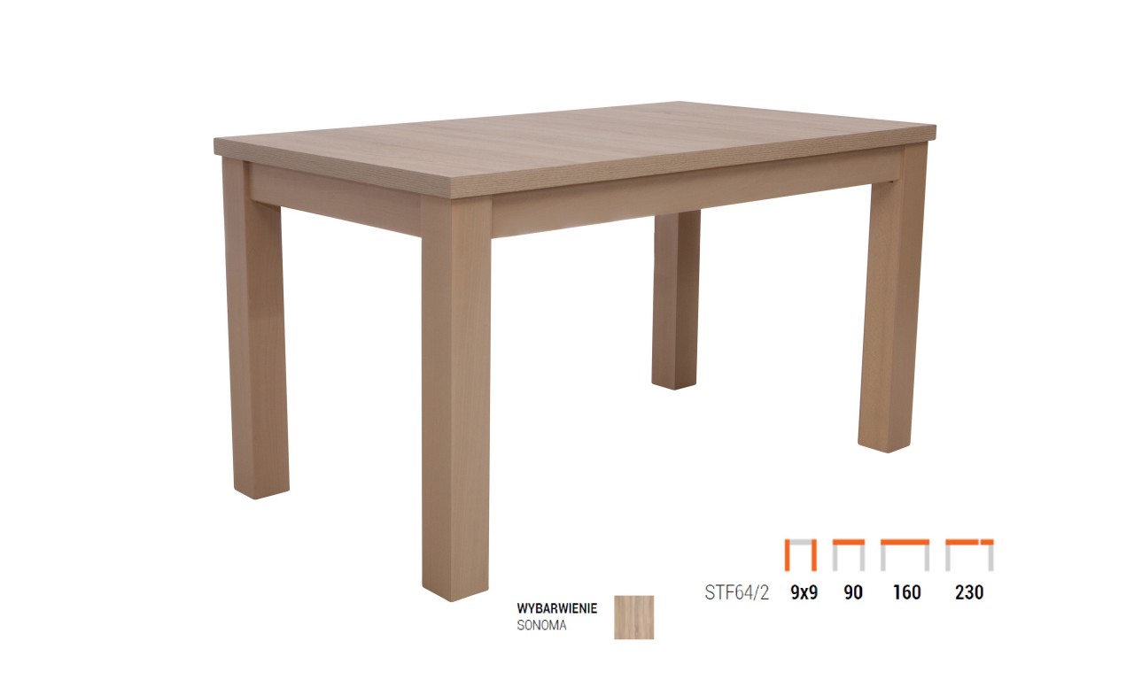 Stół bukowy (90x160), rozkładany, dowolna kolorystyka, ST64/2