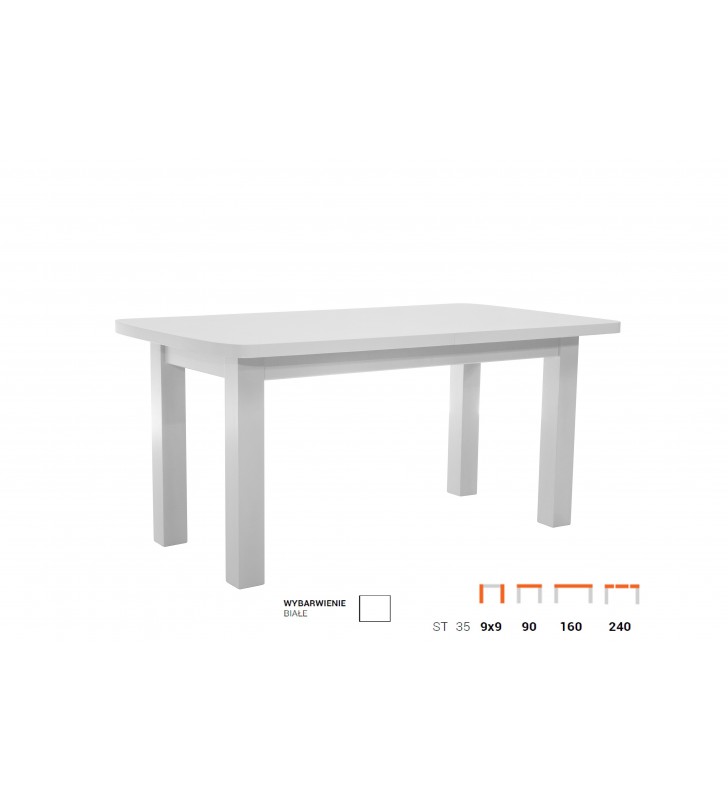 Stół bukowy (90x160), rozkładany (do 240cm), dowolna kolorystyka, ST35