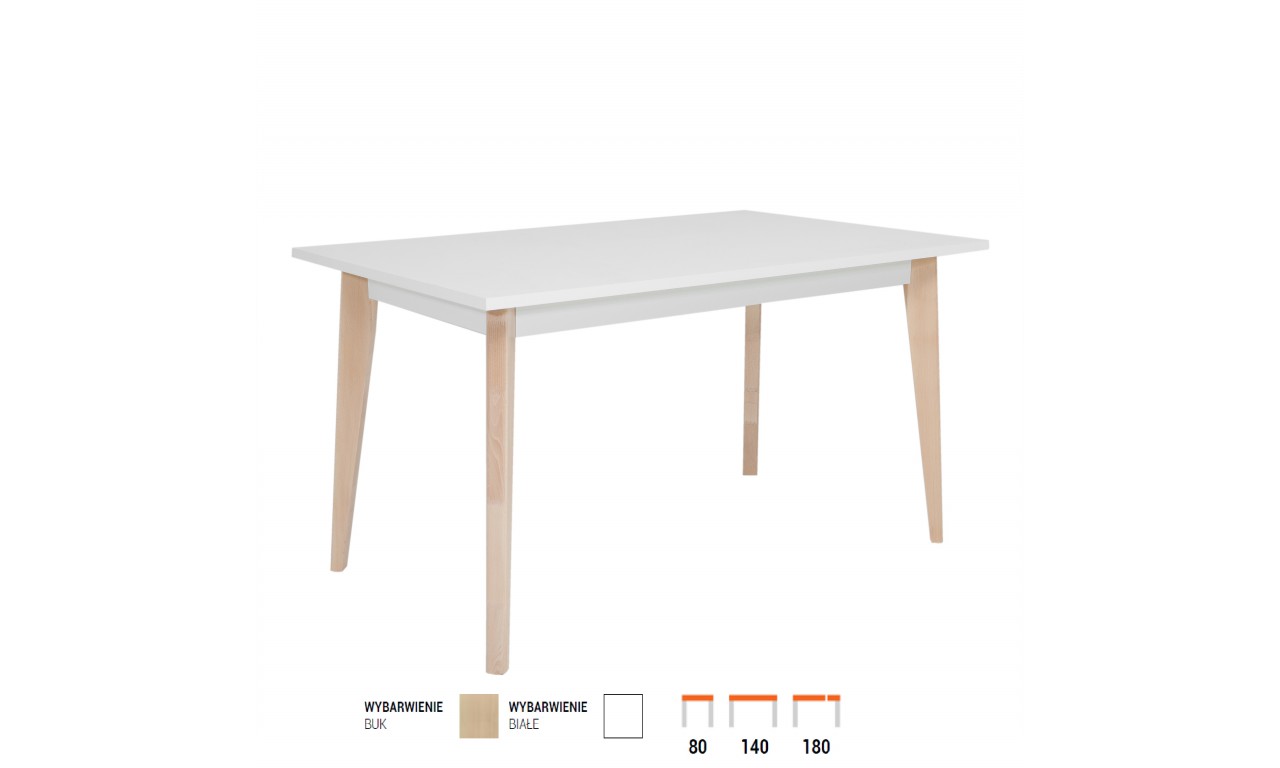 Stół bukowy (80x140), rozkładany, dowolna kolorystyka, ST82