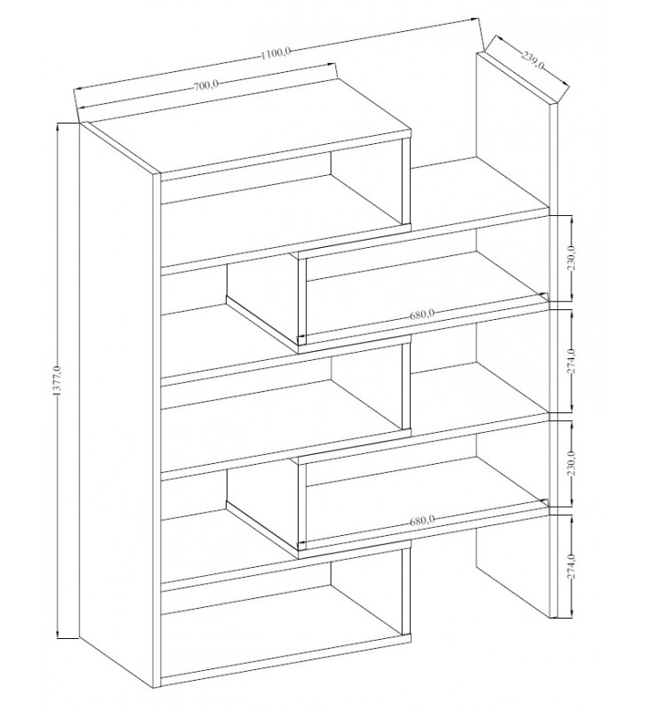 Ciemnobrązowy regał z regulowaną szerokością (72,5-110 cm) i geometrią KAROL 1