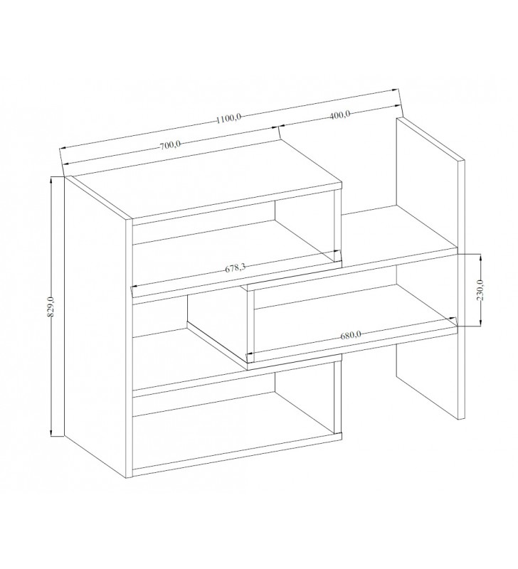 Biały regał z regulowaną szerokością (72,5-110 cm) i geometrią KAROL 3