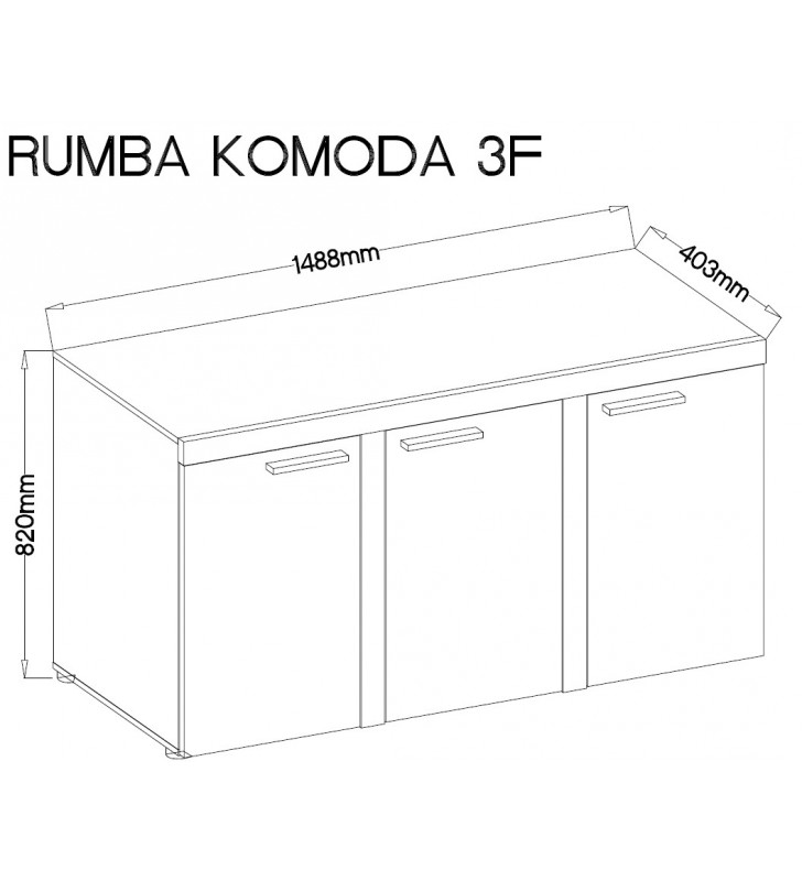 Brązowa, trzydrzwiowa komoda RUMBA