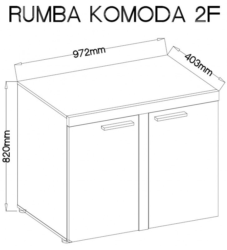 Grafitowo-brązowa, dwudrzwiowa komoda RUMBA