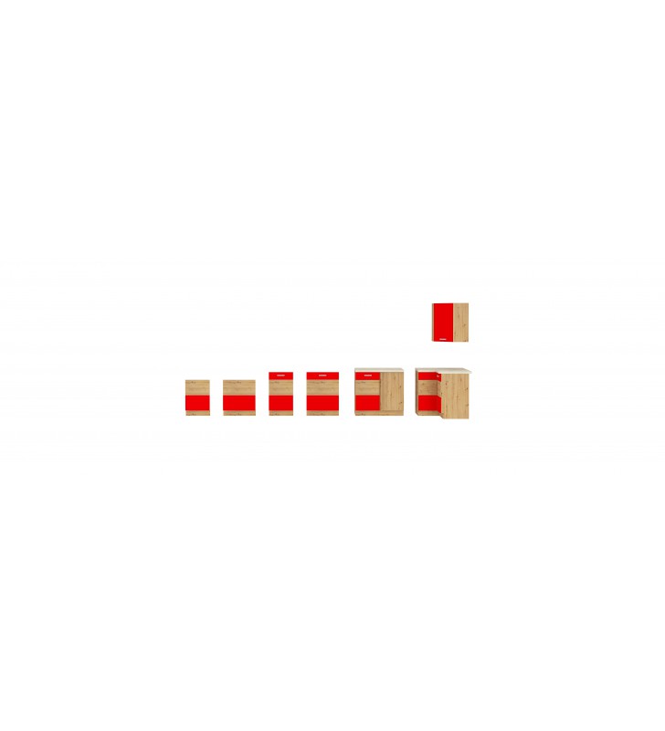 Szafka stojąca narożna ARTISAN czerwony połysk 89x89 DN 1F BB