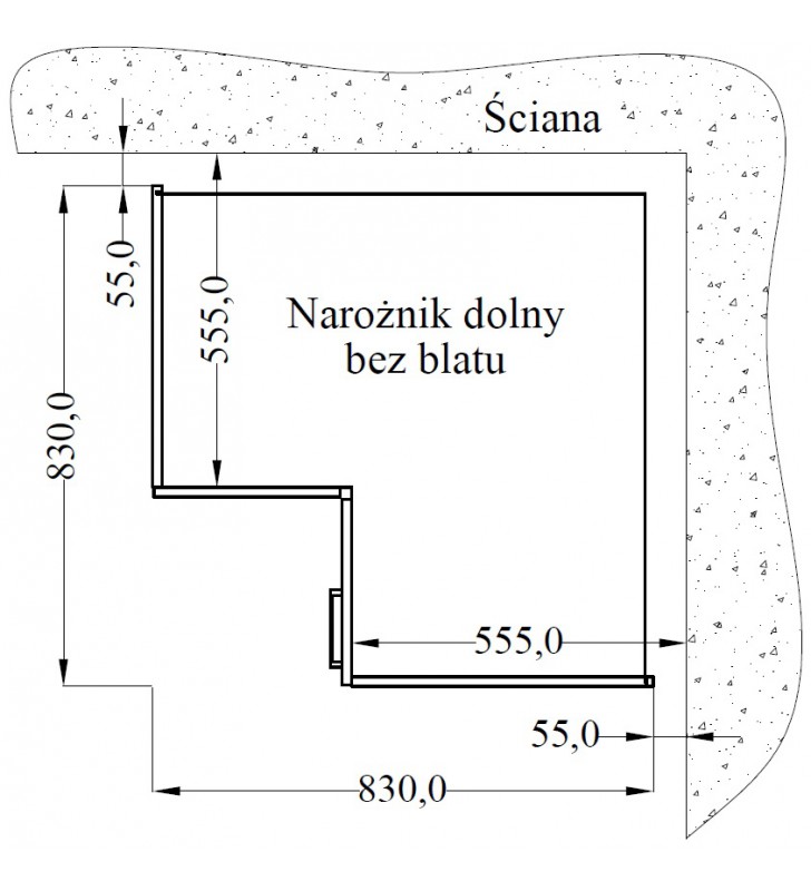 Szafka stojąca narożna ARTISAN biały połysk 89x89 DN 1F BB