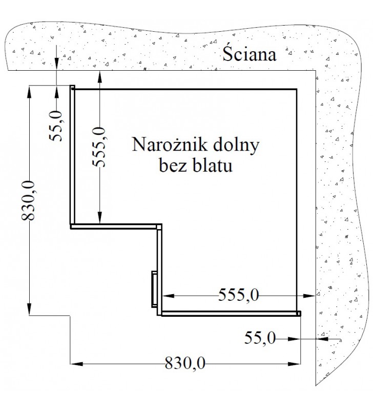 Szafka stojąca narożna ARTISAN cappucino połysk 89x89 DN 1F BB