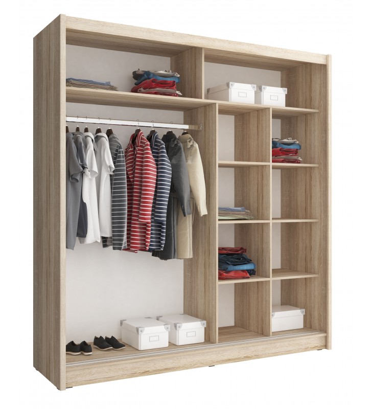 Jasnobrązowa szafa przesuwna z lustrem ALASKA 200