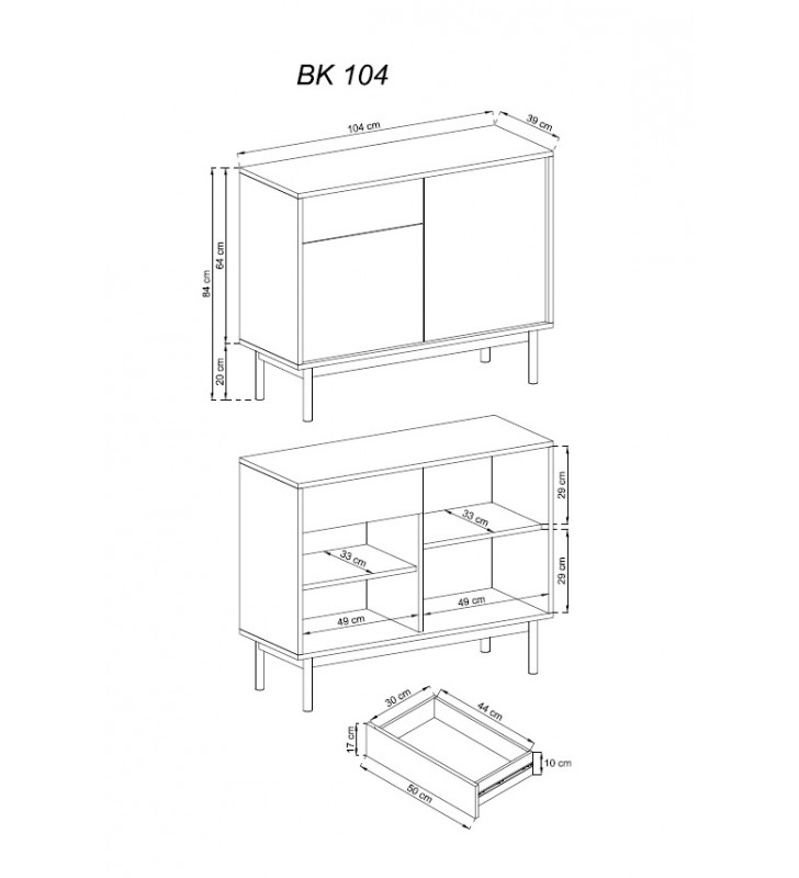 Brązowo-grafitowa komoda BASIC BK104