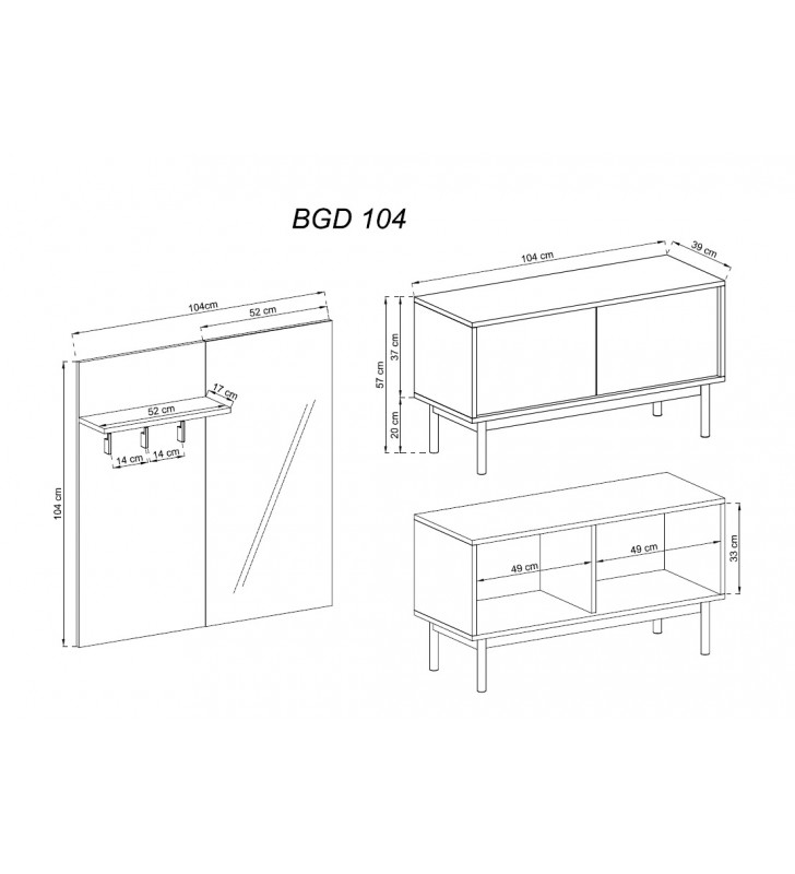 Brązowo-grafitowa garderobianka BASIC BGD104
