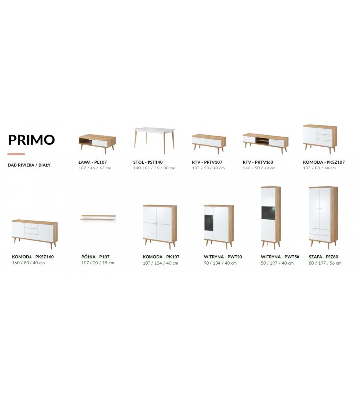 Biało-brązowy stolik RTV w stylu skandynawskim PRIMO PRTV107