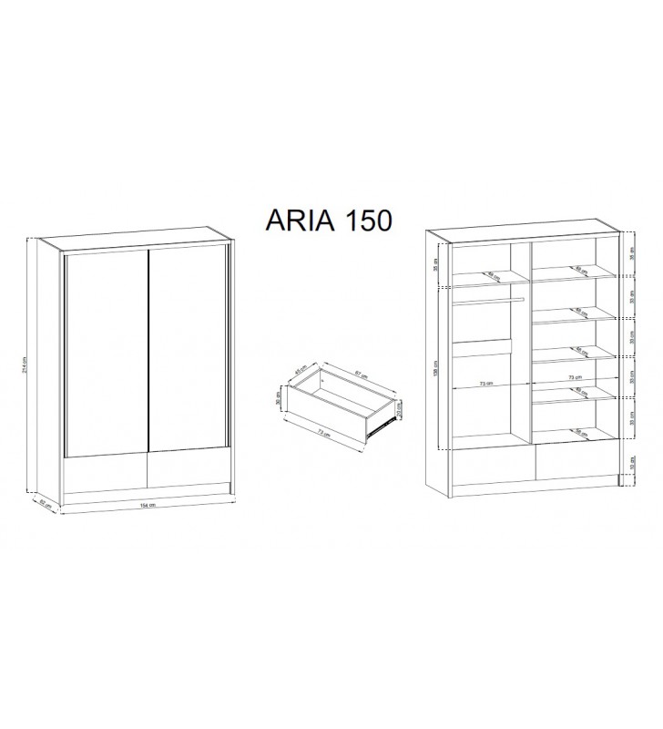 Białobrązowa szafa przesuwna z lustrami ARIA II 150