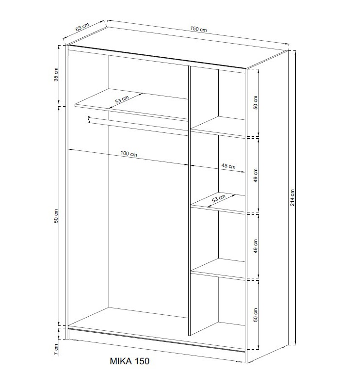 Jasnobrązowa szafa przesuwna z lustrami MIKA III 150