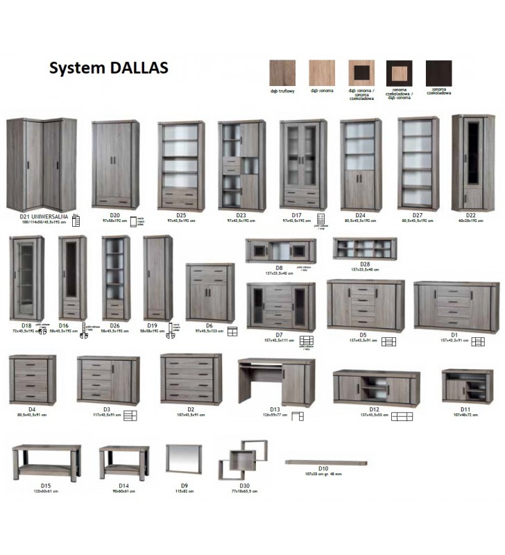 Zestaw brązowych mebli w stylu klasycznym do salonu Dallas 5