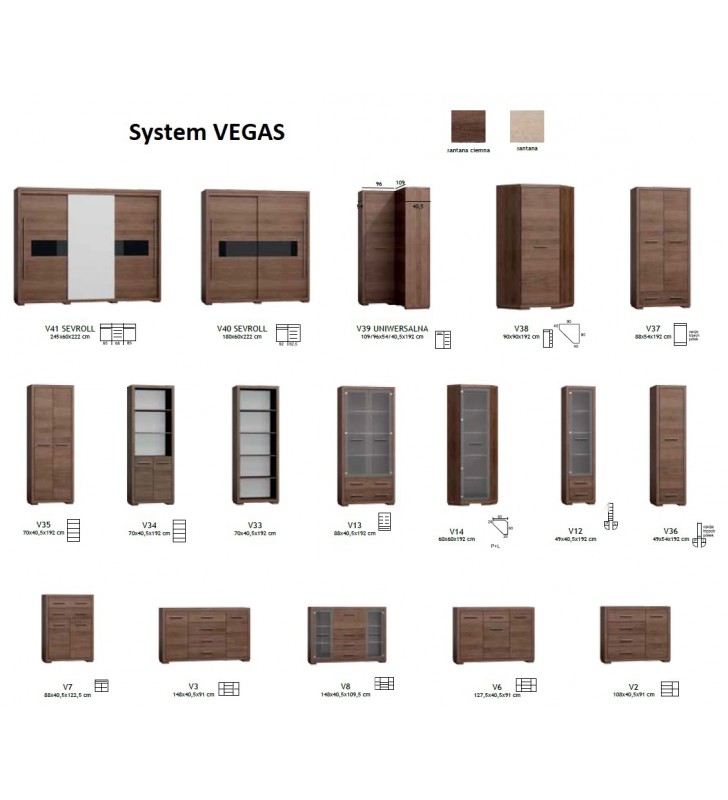 Bardzo duża szafa przesuwna z systemem sevroll w stylu nowoczesnym Vegas V-41