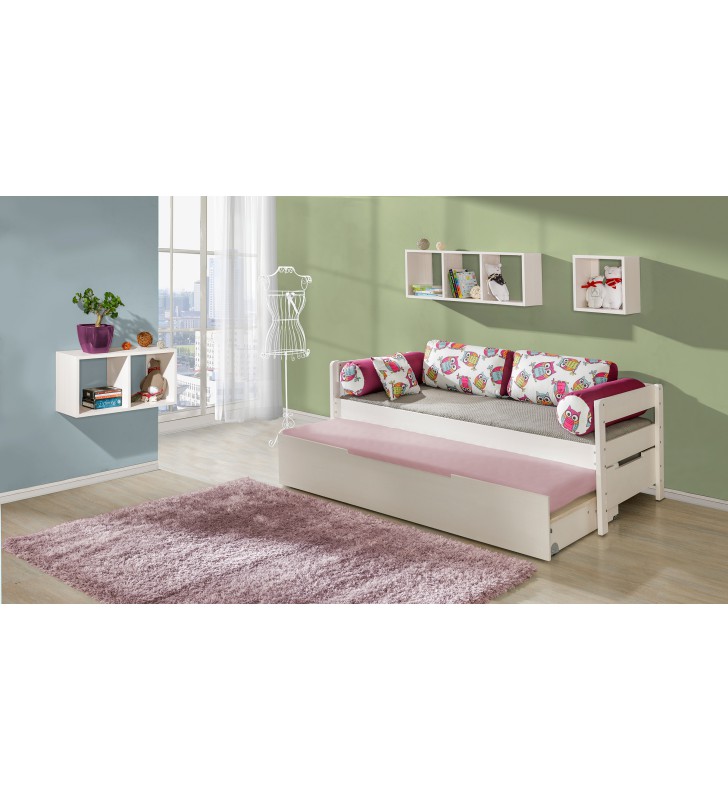 Łóżko dziecięce dwuosobowe z drewna sosnowego w kilku kolorach BORYS B3
