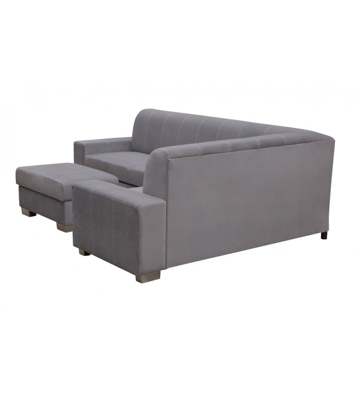 Brązowy narożnik z pufą, funkcją spania i pojemnikiem na pościel Mecenas