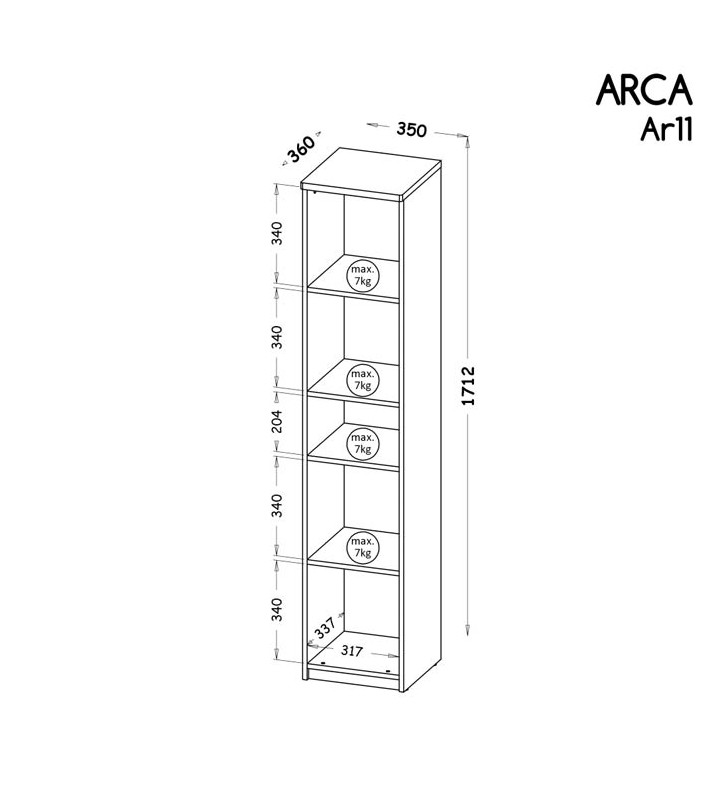 Regał w stylu nowoczesnym, dostępny w dwóch propozycjach kolorystycznych ARCA AR11