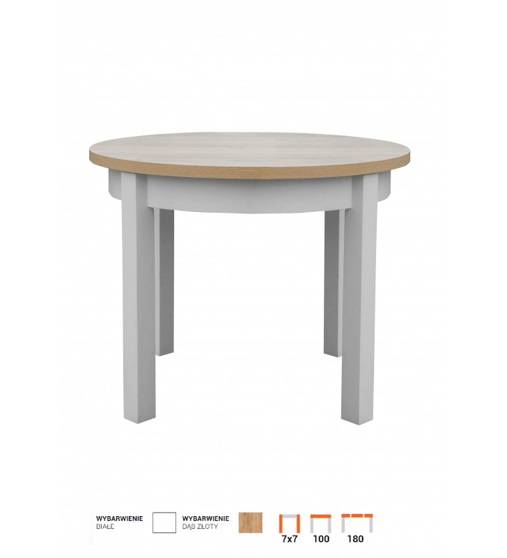 Stół bukowy (śr.100), rozkładany, dowolna kolorystyka, STL102/2