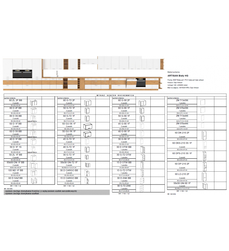 Szafka pod kuchenkę ARTISAN biały połysk 60 D GAZ BB