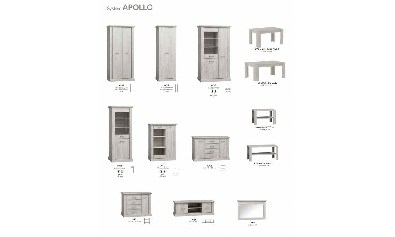 Jasnoszara witryna w stylu klasycznym APOLLO AP-11