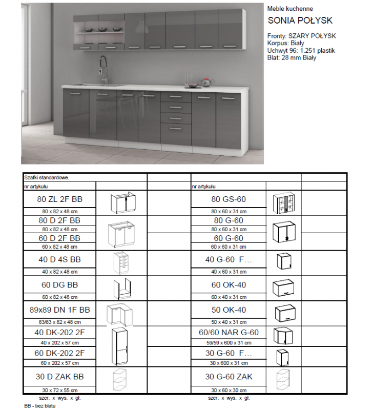 Zestaw mebli kuchennych SONIA B