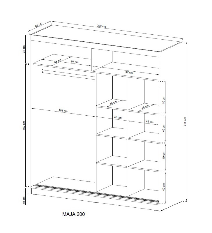 Grafitowa szafa z lustrem MAJA IV 200
