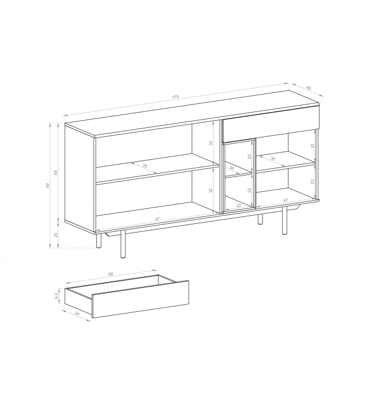 Komoda w stylu nowoczesnym INOX IK 175