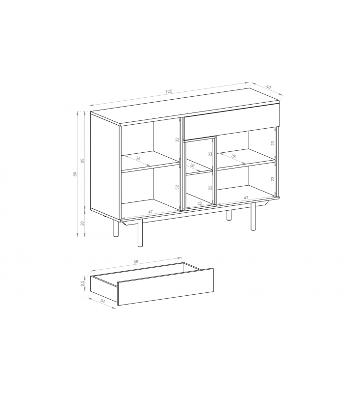 Zestaw mebli w stylu nowoczesnym INOX 1