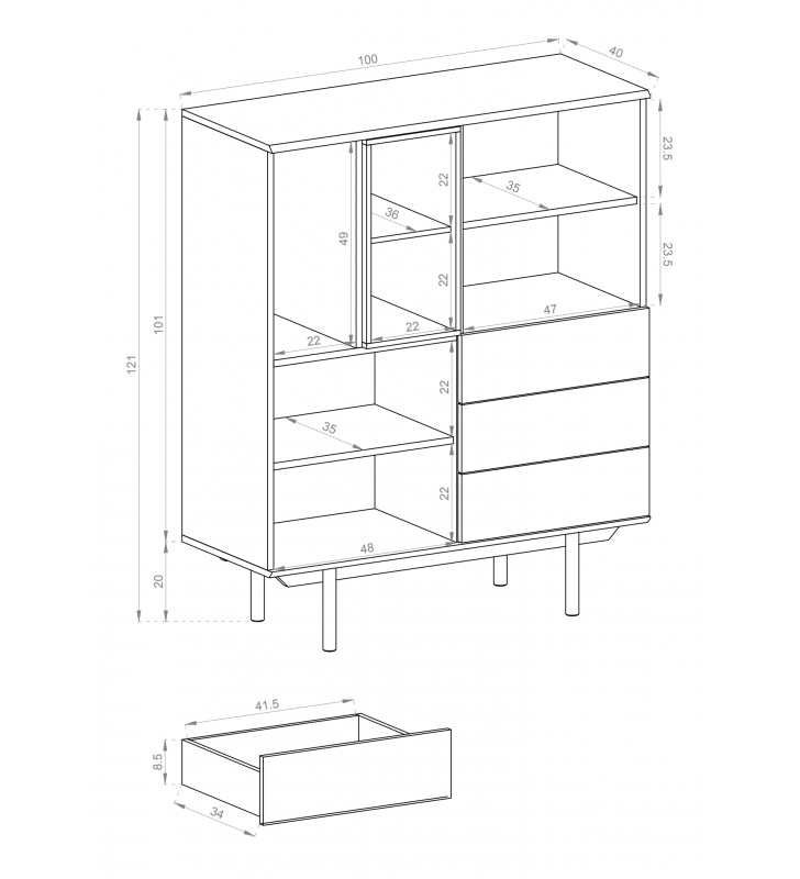 Zestaw mebli w stylu nowoczesnym INOX 1