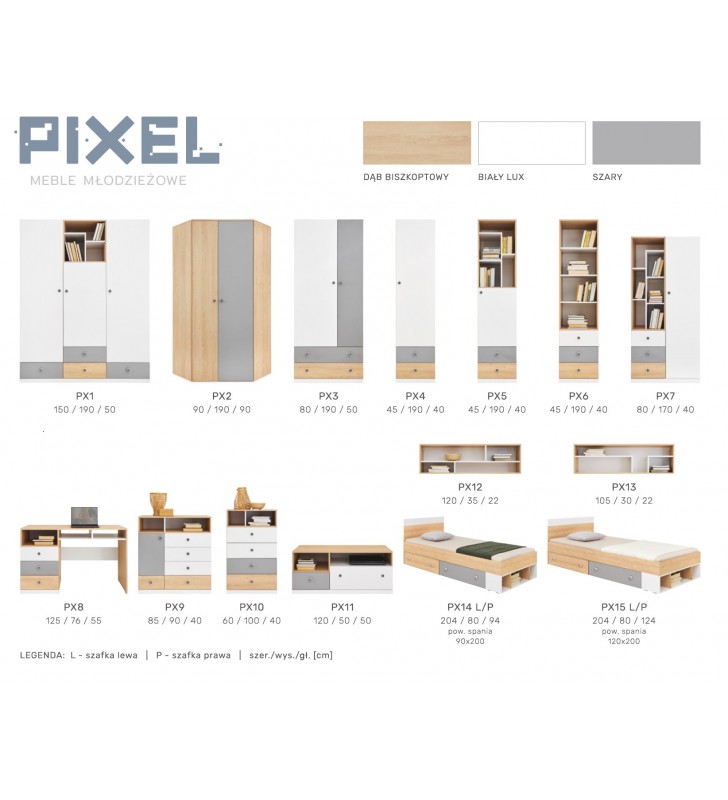 Półka do pokoju młodzieżowego Pixel PX13